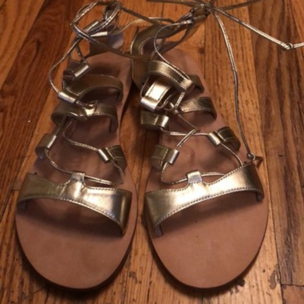 Gold lace-up sandals